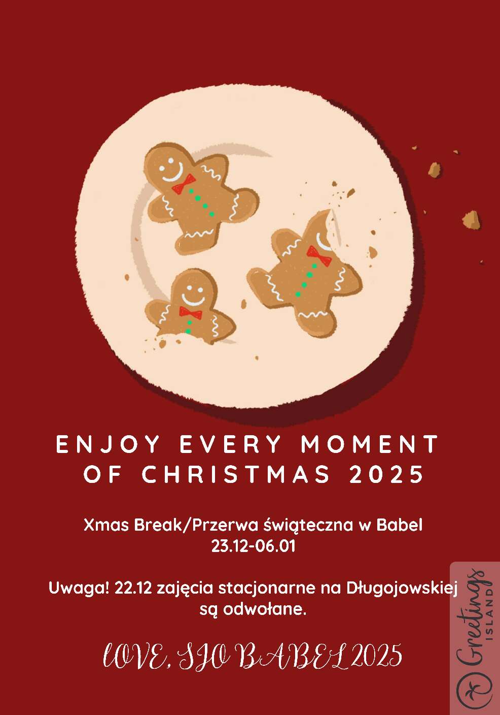 Przerwa Świąteczna w SJO BABEL 23.12-06.01